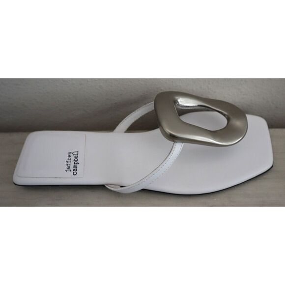 Jeffrey Campbell Women's Sz 8.5M White/Silver Linques-2 Flip Flop Sandals - Picture 9 of 13